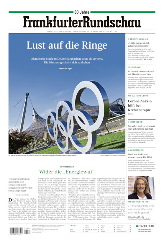 Stadtausgabe vom Dienstag, 28.10.2025