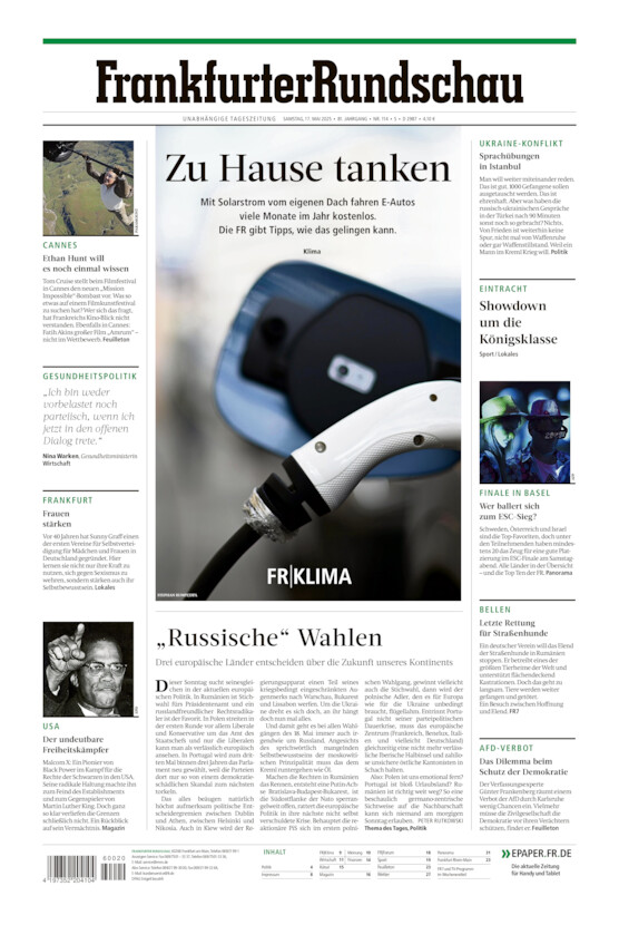 Stadtausgabe vom Samstag, 17.05.2025