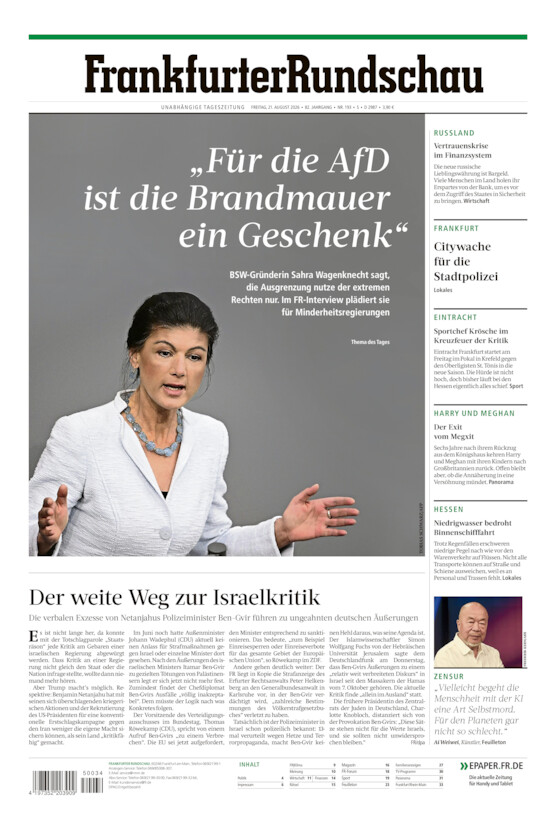 Stadtausgabe vom Freitag, 21.08.2026