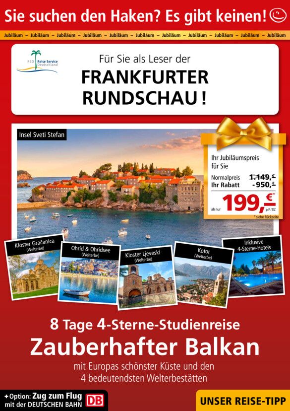 Reisetipp: Zauberhafter Balkan vom Mittwoch, 16.09.2026
