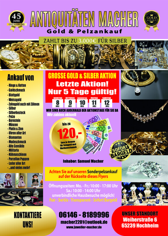 Juwelier Macher vom Dienstag, 08.07.2025