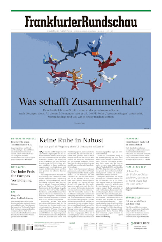 Deutschland vom Dienstag, 24.06.2025