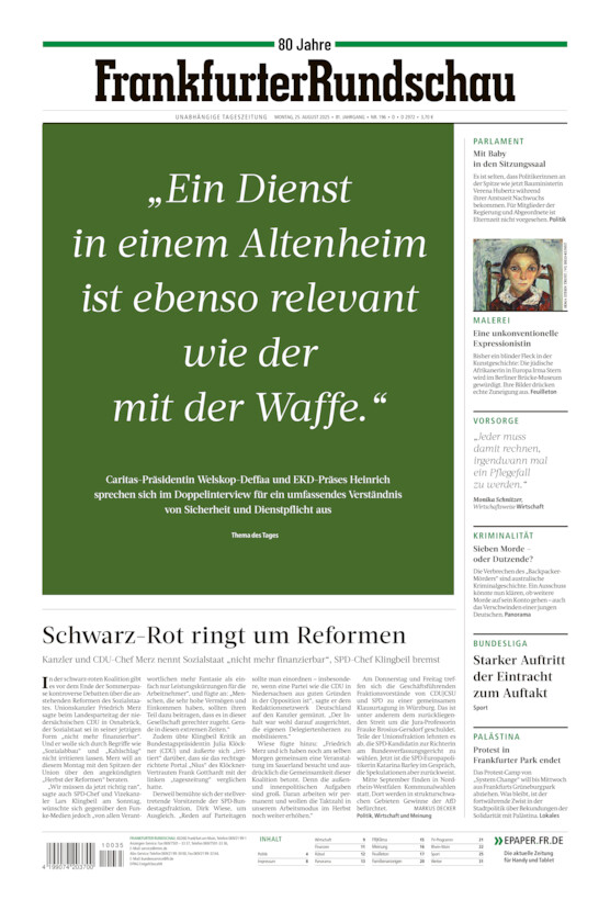 Deutschland vom Montag, 25.08.2025