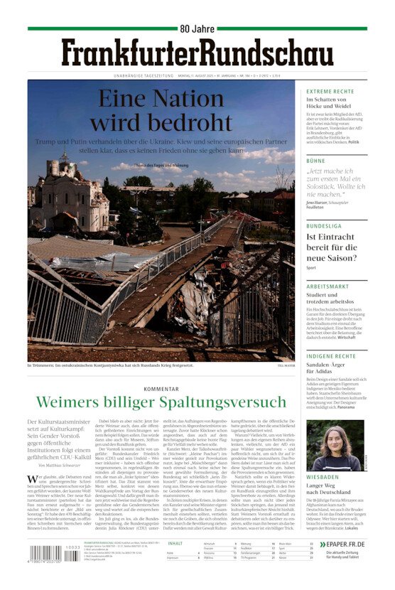 Deutschland vom Montag, 11.08.2025